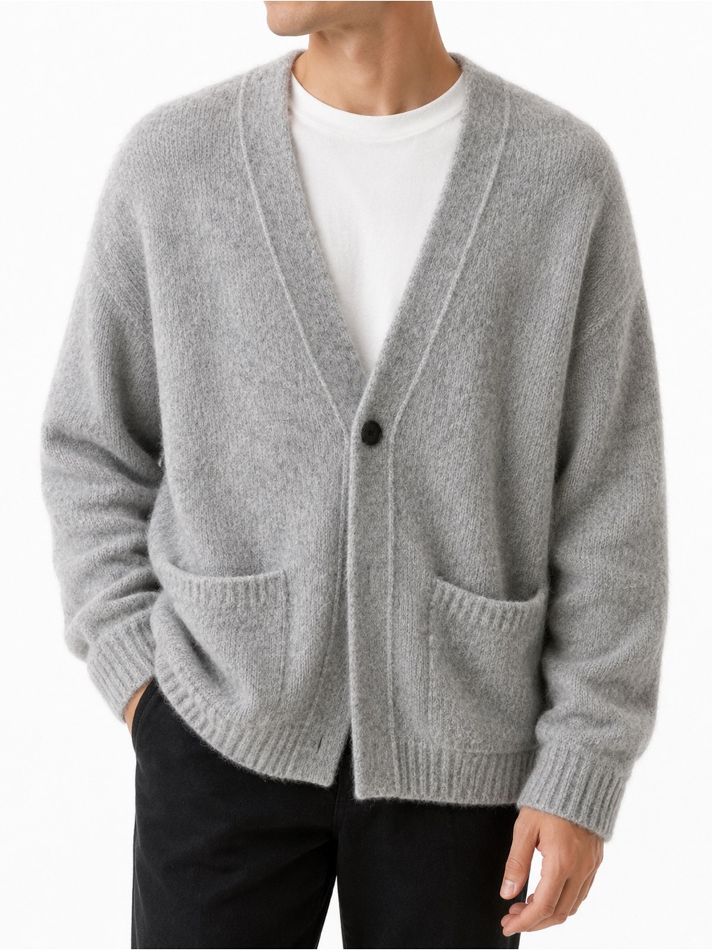 Banana Republic Light Gray V-Neck Lightweight Cardigan